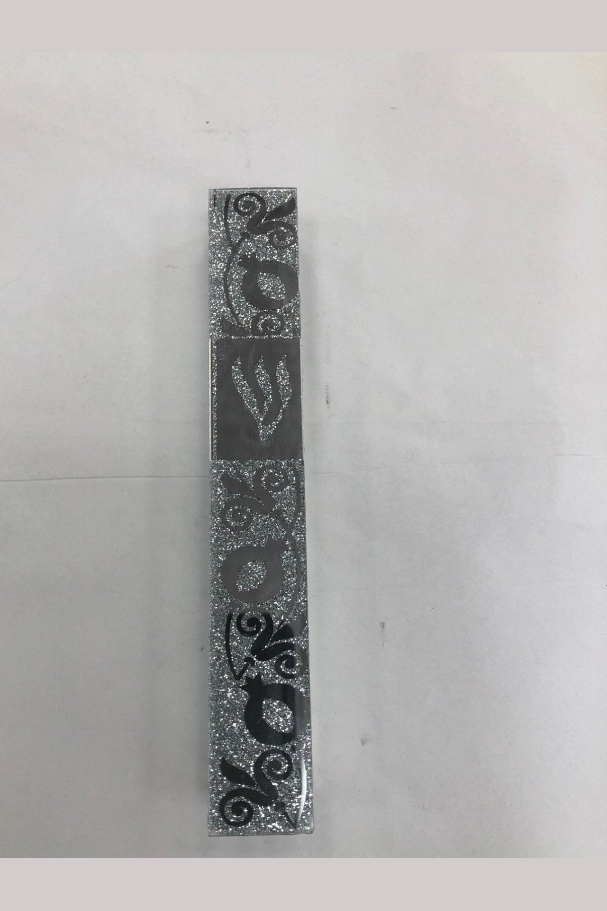 Modern Sparkling Glass Mezuzah Case with Pomegranate Motif, 7 cm - Riverdale Judaica