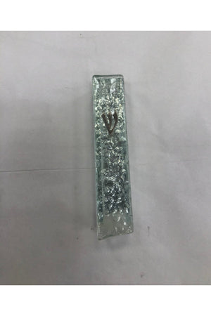 Glass Mezuzah Case - Broken Glass Design, 7 cm - Riverdale Judaica