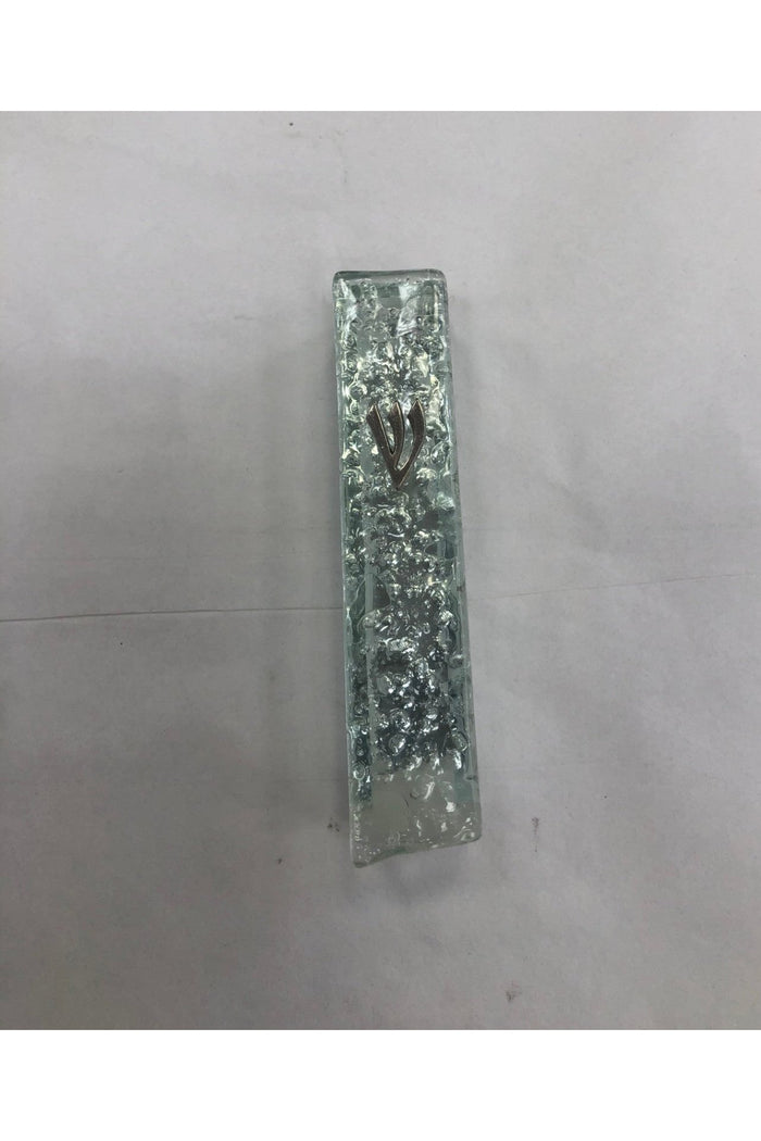 Glass Mezuzah Case - Broken Glass Design, 7 cm