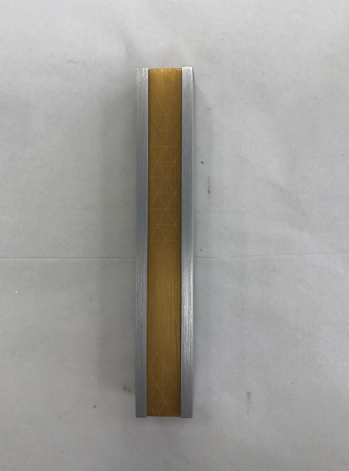 Handmade Aluminum Mezuzah Case - Criss Cross, Gold, Made in Israel
