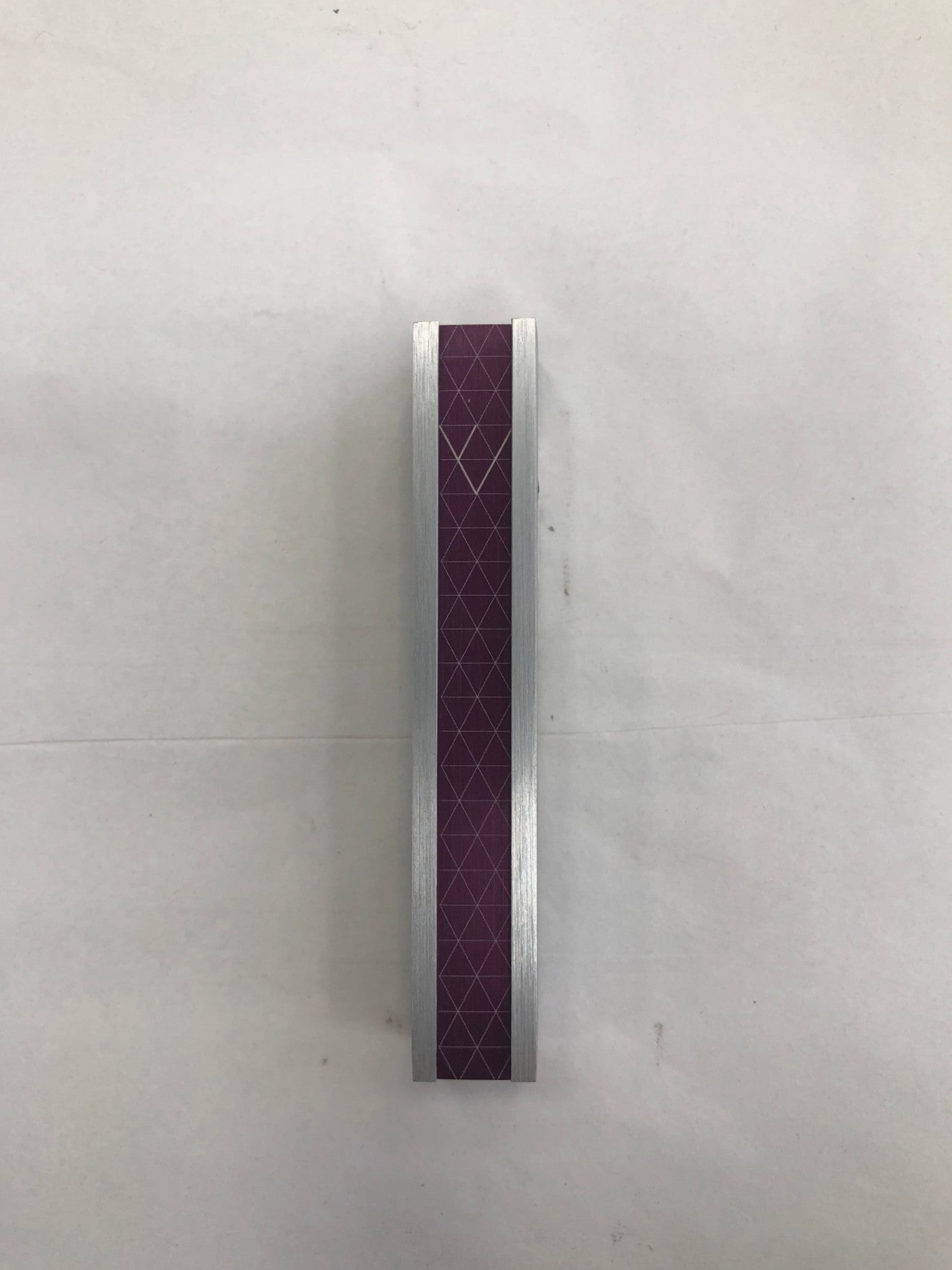 Handmade Aluminum Mezuzah Case - Criss Cross, Plum, Made in Israel - Riverdale Judaica