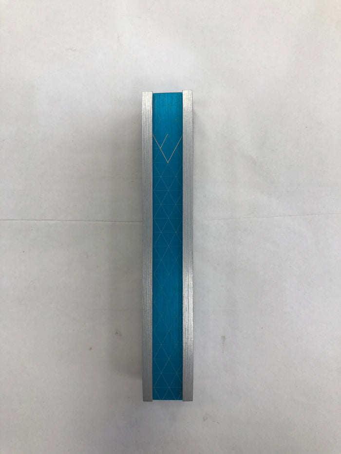 Handmade Aluminum Mezuzah Case - Criss Cross, Blue, Made in Israel