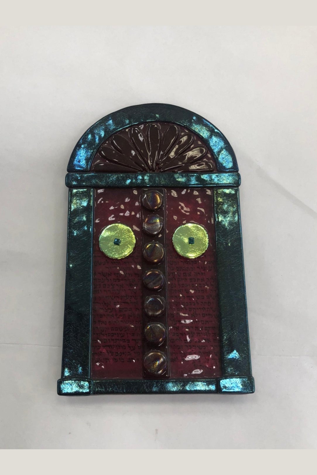 Handmade Glass Mezuzah Case - Aron Kodesh Design, Made in Israel - Riverdale Judaica