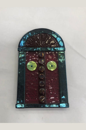 Handmade Glass Mezuzah Case - Aron Kodesh Design, Made in Israel - Riverdale Judaica