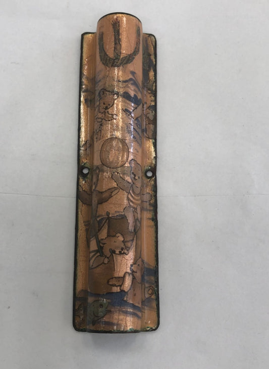 Handmade Mezuzah Case with Bears - Made in Israel - Riverdale Judaica