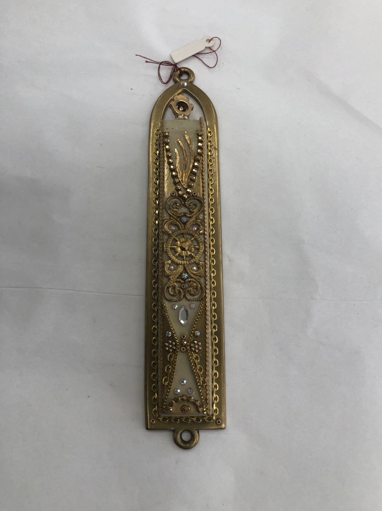 Handmade Mezuzah Case with Stones, Made in Israel - Riverdale Judaica