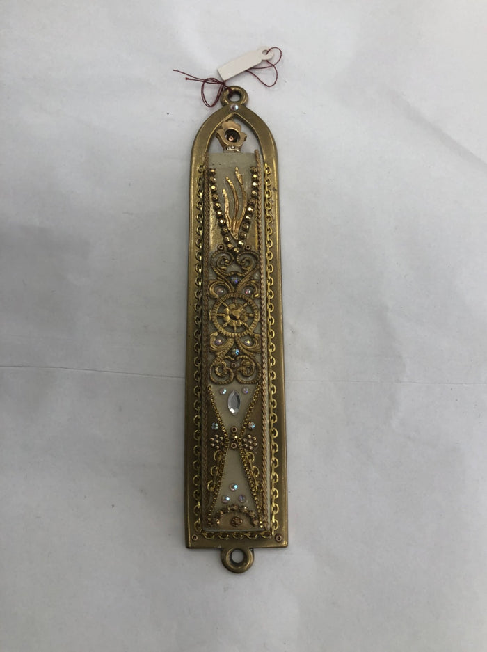 Handmade Mezuzah Case with Stones, Made in Israel