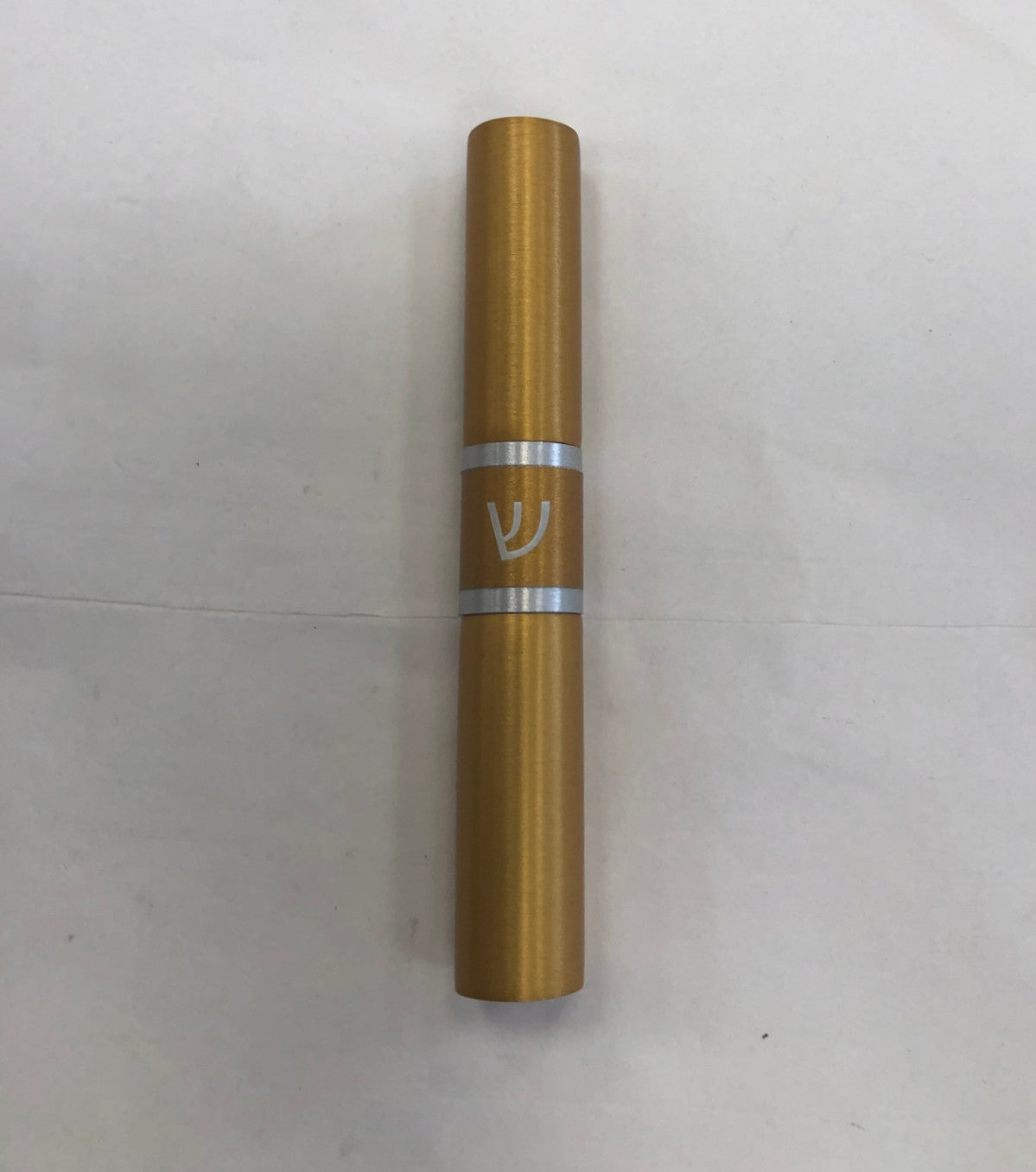 Round Aluminum Mezuzah Case - Gold Color, Made in Israel - Riverdale Judaica