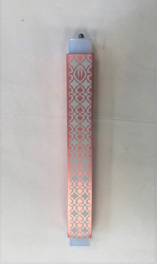 Handmade Mezuzah Case with Modern Floral Design, Made in Israel - Riverdale Judaica