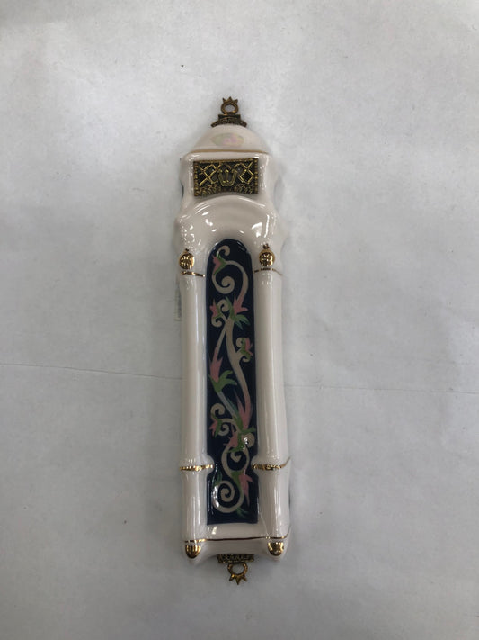 Handmade Ceramic Mezuzah Case with Pomegranates, Made in Israel - Riverdale Judaica