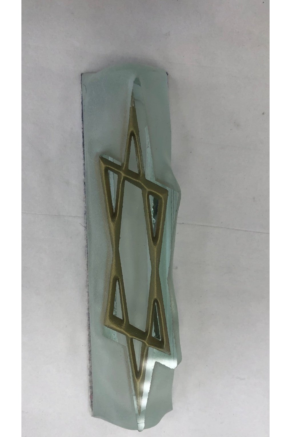 Handmade Glass Mezuzah Case with Gold Star of David, Made in Israel - Riverdale Judaica