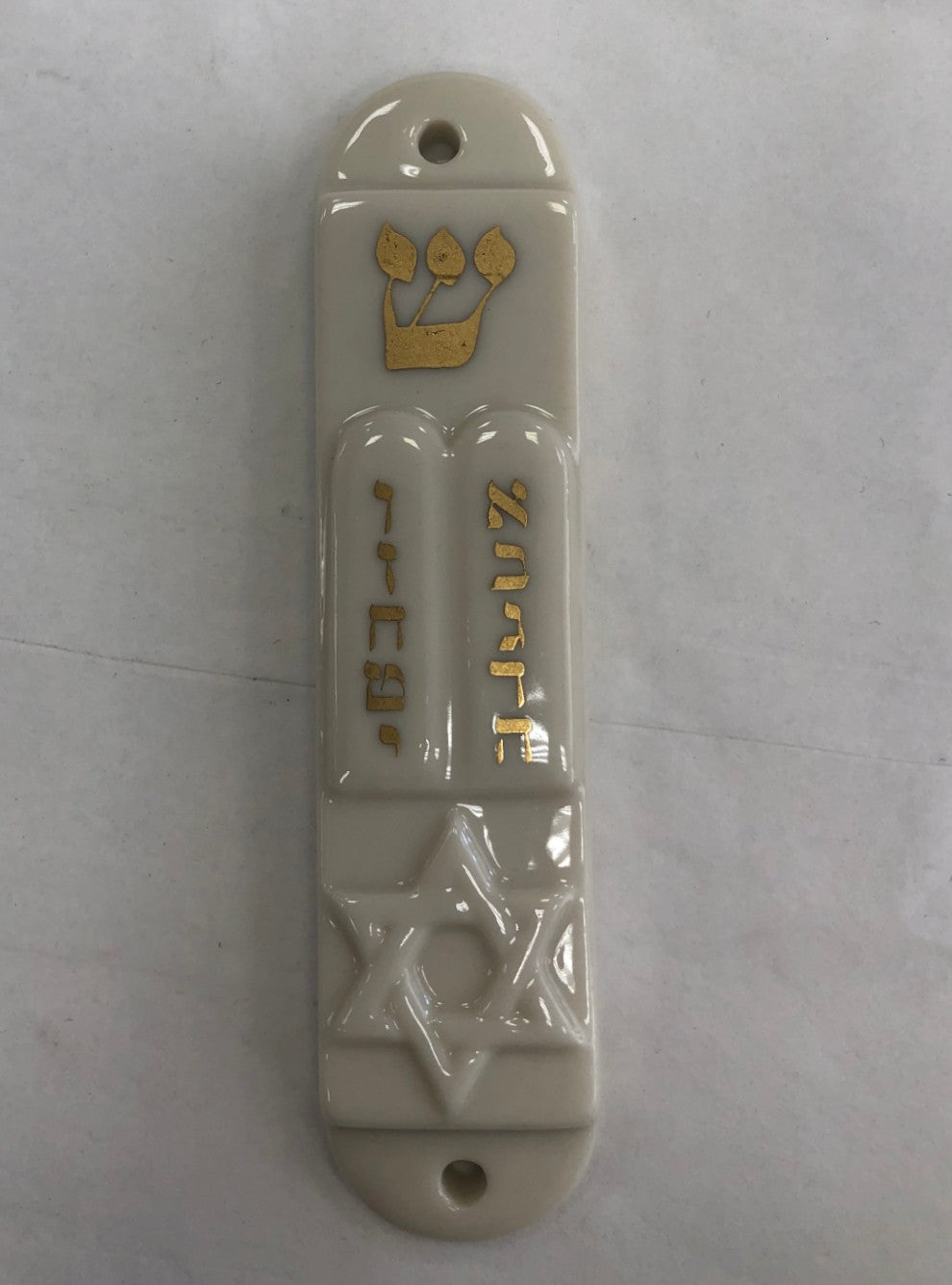 Handmade Ceramic Mezuzah Case with the Luchos and Jewish Star, Made in Israel - Riverdale Judaica