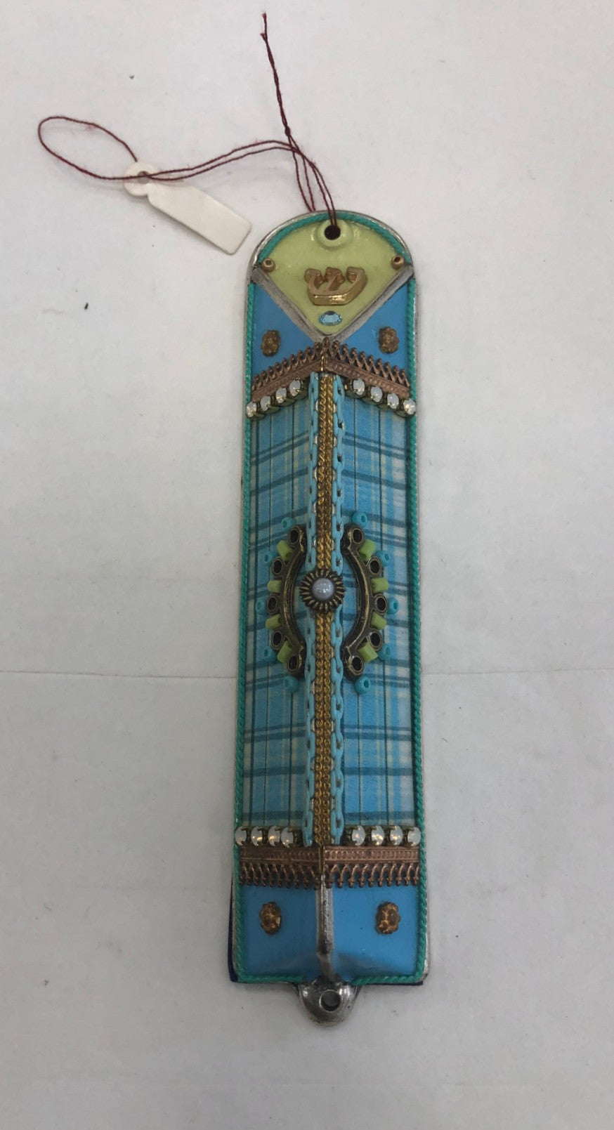 Modern Handmade Mezuzah Case Triangle Shape - Blue, Made in Israel