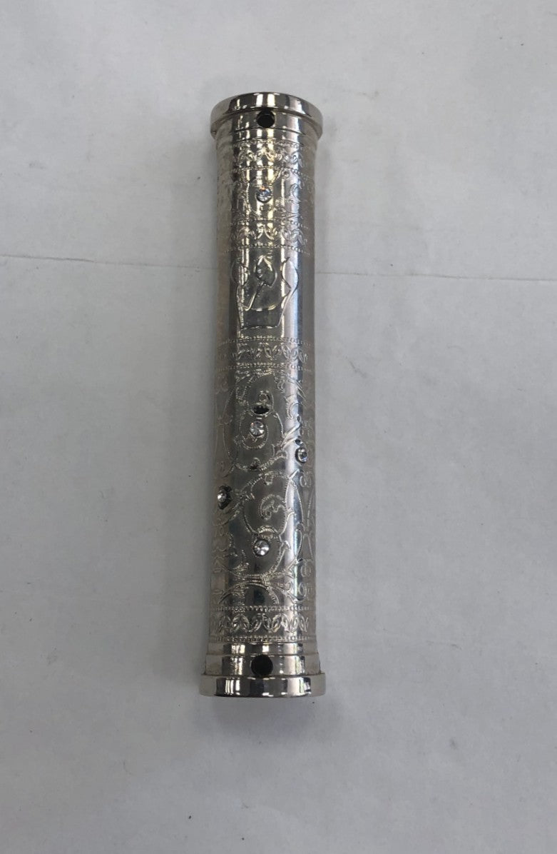 Metal Mezuzah Case with Stones