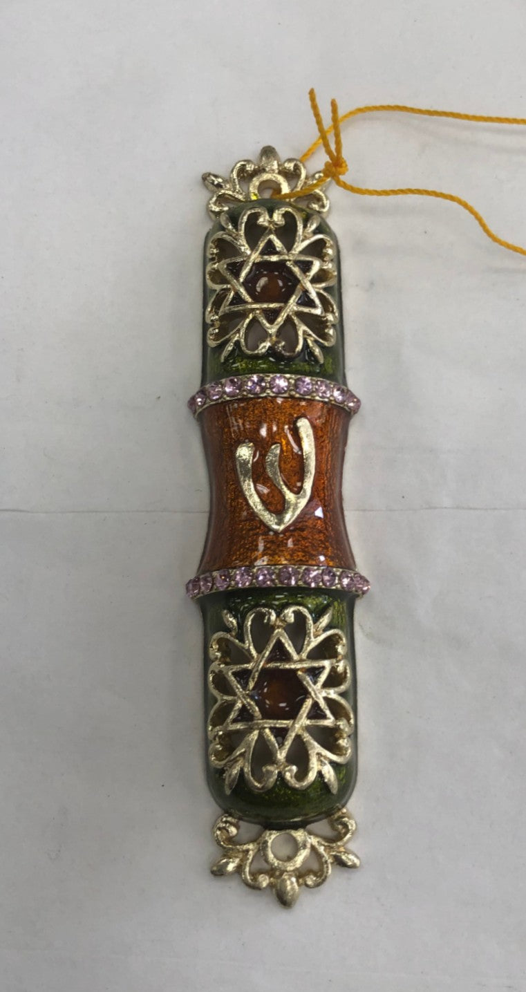 Handmade Jeweled Mezuzah Case with Star