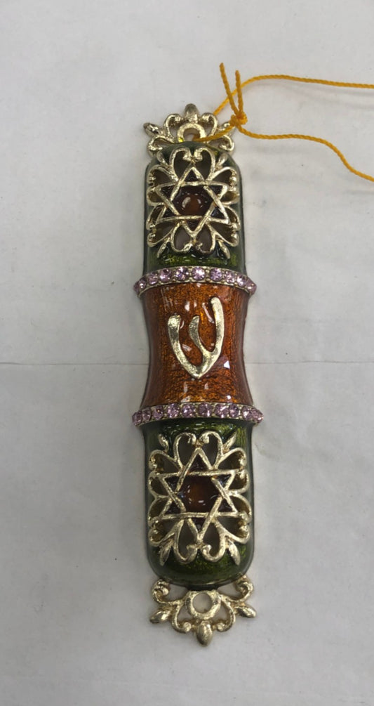 Handmade Jeweled Mezuzah Case with Star