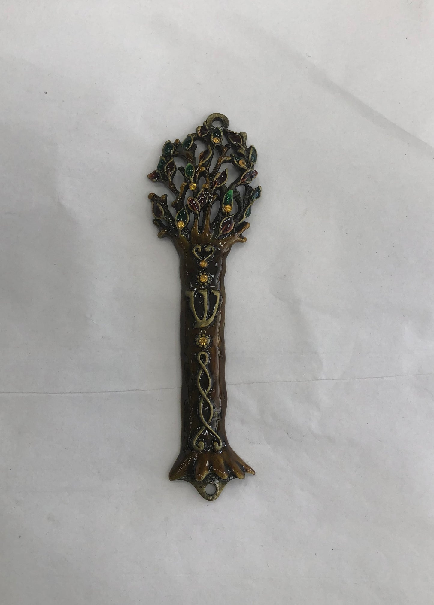 Handmade Jeweled Mezuzah Case - Tree of Life