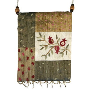 Gold Pomegranate Applique Embroidered Bag - Riverdale Judaica