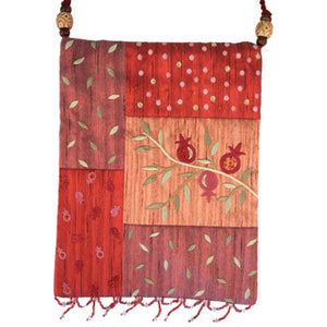 Red Pomegranate Applique Embroidered Bag - Riverdale Judaica