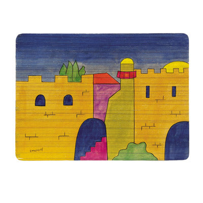 View of Jerusalem Wooden Hand-Painted Placemat