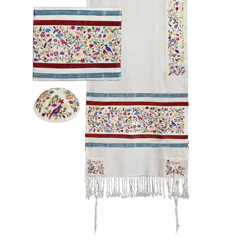 Tallit- Embroidered the Matriarchs- multicolor (EM-TAH2W) - Riverdale Judaica