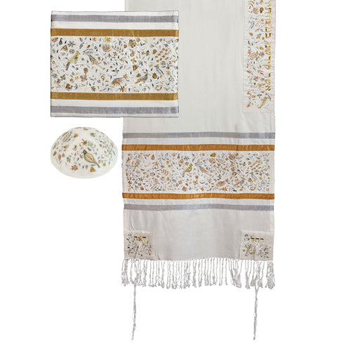 Tallit- Embroidered the Matriarchs- silver & gold (EM-TAH2Z) - Riverdale Judaica