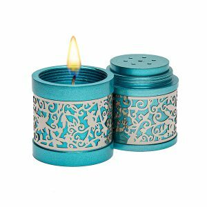 Emanuel Travel Havdallah Set with Laser Cut Design - Turquoise (EM-TLB2)