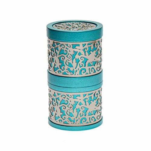 Emanuel Travel Havdallah Set with Laser Cut Design - Turquoise (EM-TLB2)