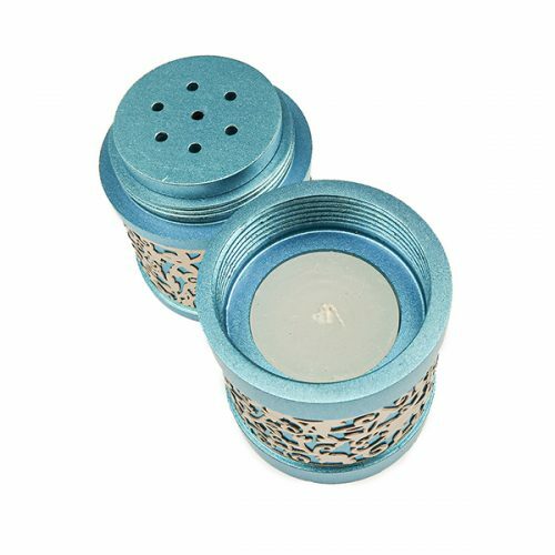 Emanuel Travel Havdallah Set with Laser Cut Design - Turquoise (EM-TLB2)