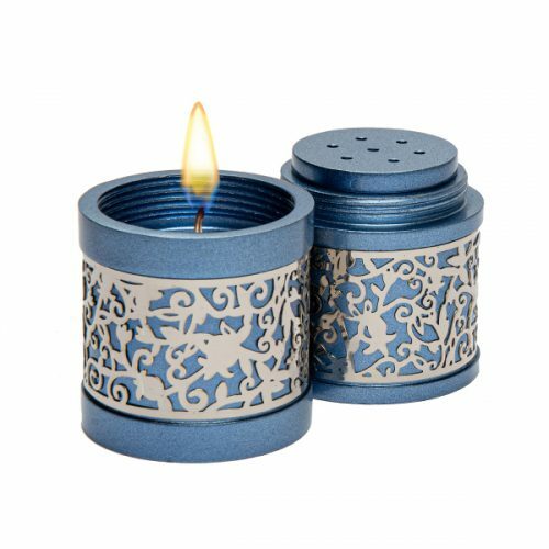 Emanuel Travel Havdalah Set with Laser Cut Design - Blue (EM-TLB3)