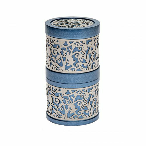 Emanuel Travel Havdalah Set with Laser Cut Design - Blue (EM-TLB3)