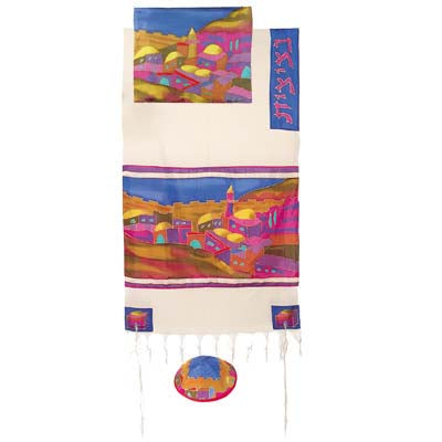 Yair emanuel Cotton and Silk Tallit  - Vista in color TWS-1 - Riverdale Judaica