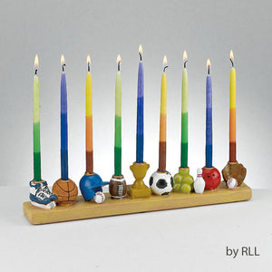 Hand-Painted Resin Sports Menorah