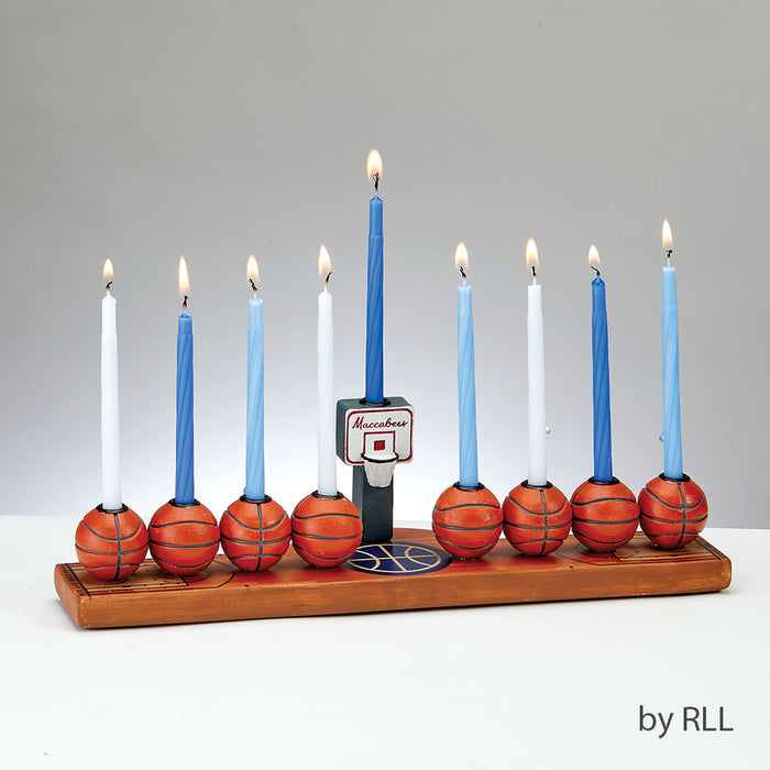 Hand-Painted Resin Basketball Menorah