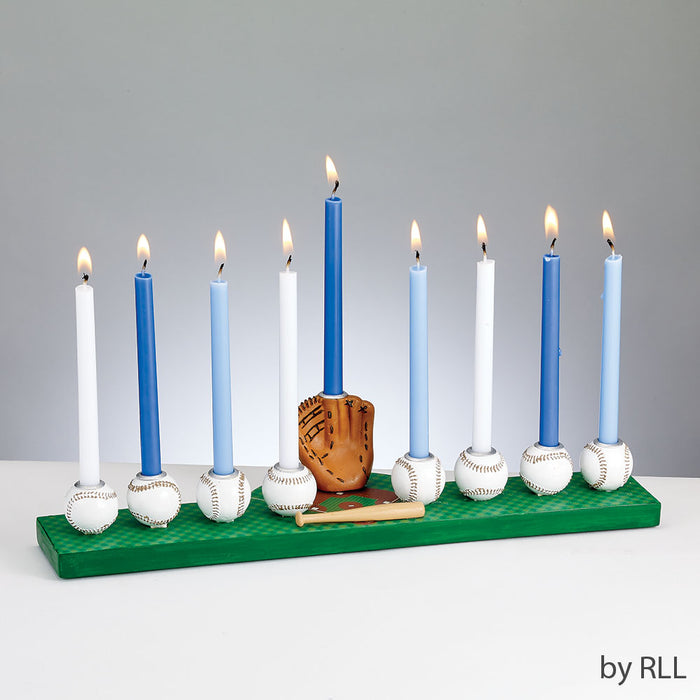 Hand-Painted Resin Baseball Menorah