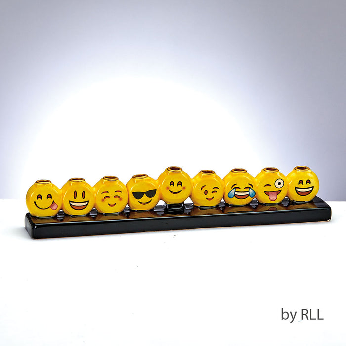 Emoji Hand-Painted Ceramic Menorah