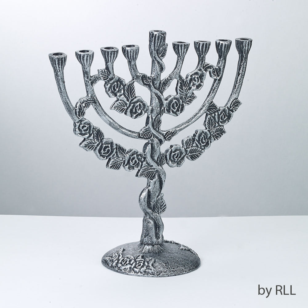 Floral Design Antiqued Menorah