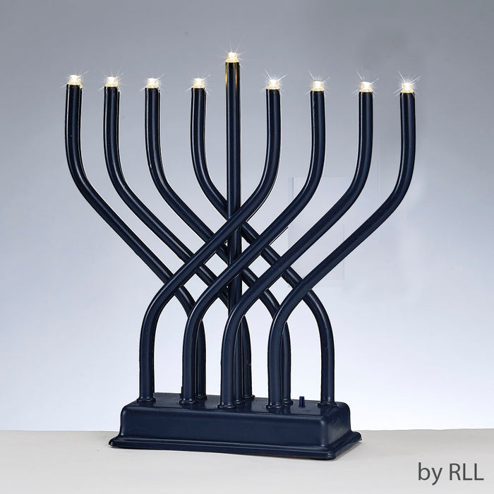 LED Navy Metal Electric Menorah w/ 4 Lighting Options