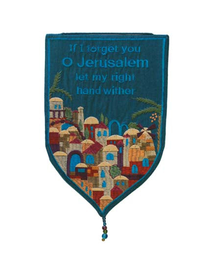 Small Teal If I Forget You Shield Tapestry