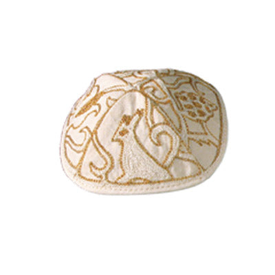 Flowers in Gold Hand Embroidered Kippah