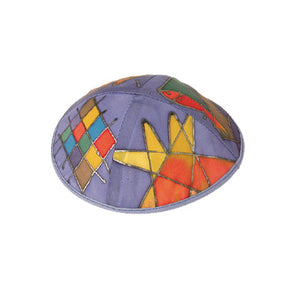 Multicolored Tribes Silk Painted Kippah - Riverdale Judaica