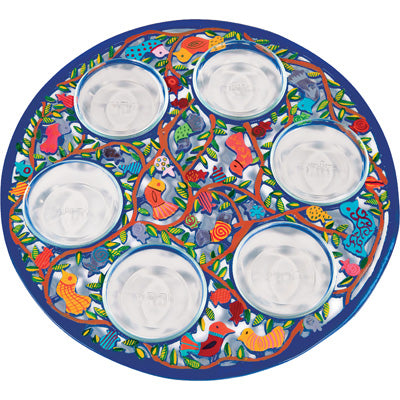 Passover Seder Plate - Laser Cut Hand Painting - Birds (EM-SPL2) - Riverdale Judaica