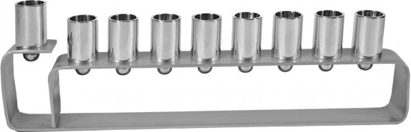 Anodize Aluminum Hanukkah Menorah - Frame Silver (EM-HMG1) - Riverdale Judaica