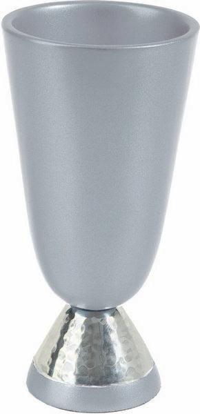 Anodized Aluminum Kiddush Cup - Hammer work Silver (EM-CUK1) - Riverdale Judaica