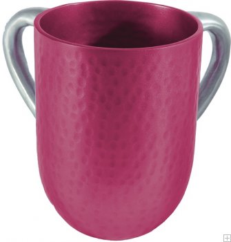 Aluminum Hammered Large Washing Cup Maroon (EM-NYA4)