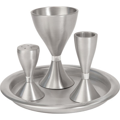 Yair Emanuel Anodized Aluminum Havdallah Set Silver (EM-HVM1) - Riverdale Judaica