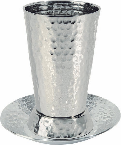 Nickel Kiddush Cup - Cone Hammer work (EM-CUE) - Riverdale Judaica