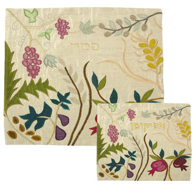 Raw Silk Matzah Cover  (EM-MAS) - Riverdale Judaica