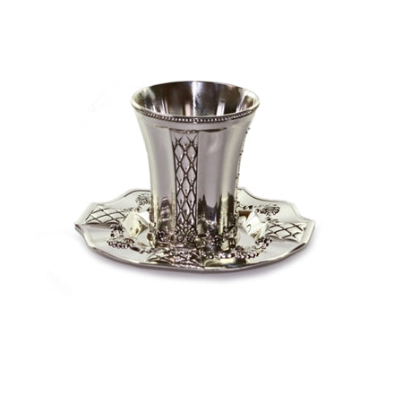 Silver Plated Kiddush Cup & Plate KC-X363 - Riverdale Judaica