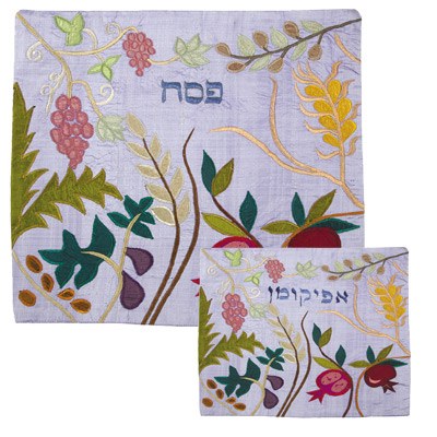 Raw Silk Matzah Cover  (EM-MAS) - Riverdale Judaica